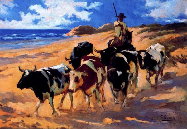 Oxen on the beach