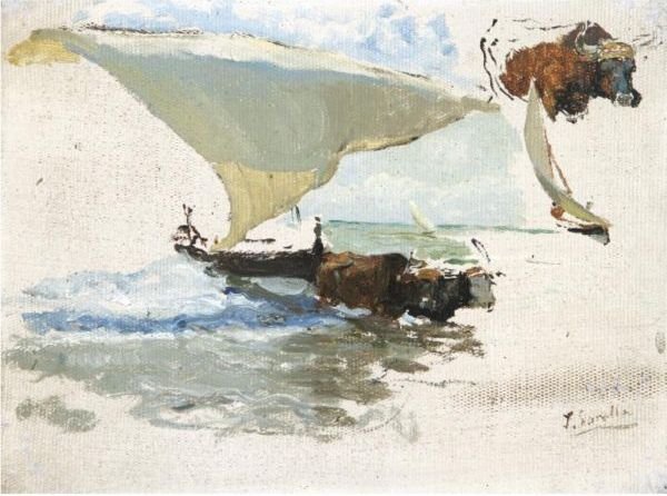 Beaching The Boat, Study For 'La Vuelta De La Pesca'